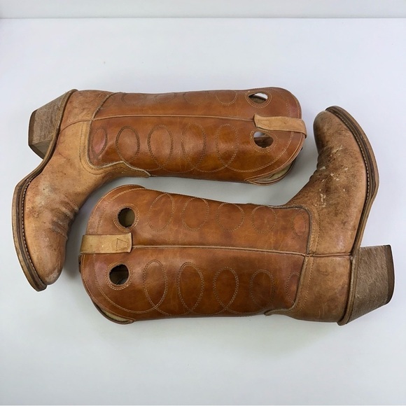 Acme Men's 4607 Brown Mid-Calf Almond Toe Cowboy Western Boots - Size 8.5D - Picture 2 of 8